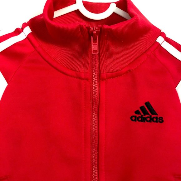 ADIDAS KIDS DESIGNER red jacket 1 full ZIP boy or girl stylish SPORTS winter ♡ - Picture 4 of 7